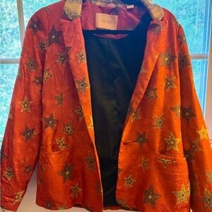 Orange Star-Patterned Women's Jacket and pants combo.